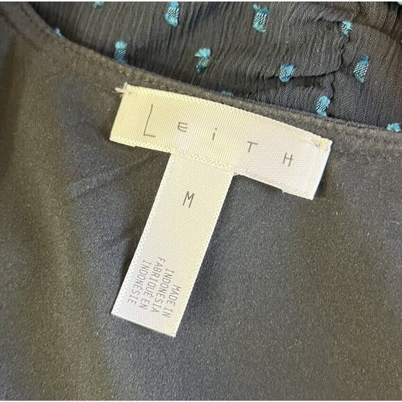 Leith Dress Navy Blue Fitted Sheer Long Sleeve Button Detail Size Medium - Picture 5 of 6